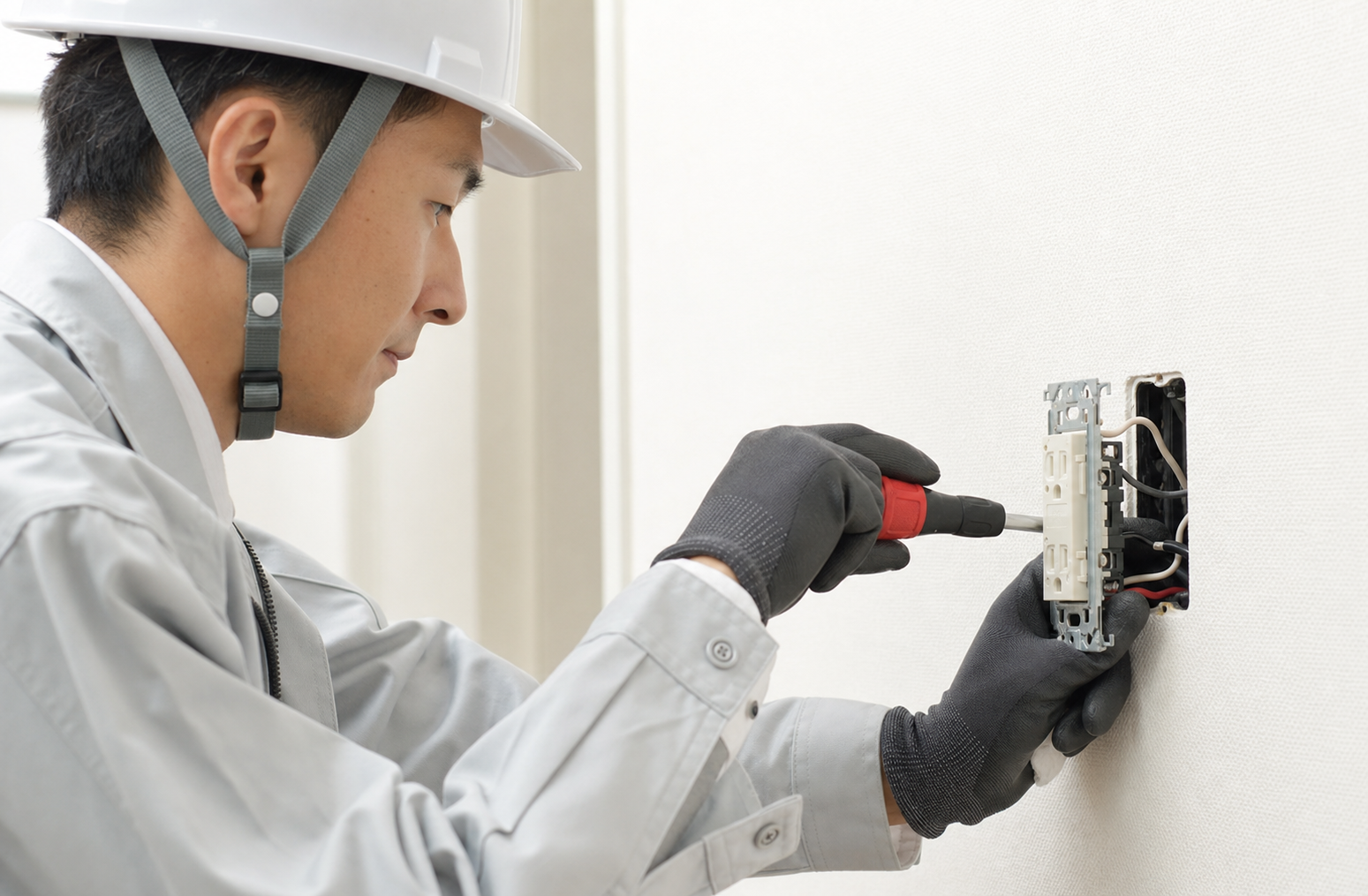 福岡みらい電設の職人の手元